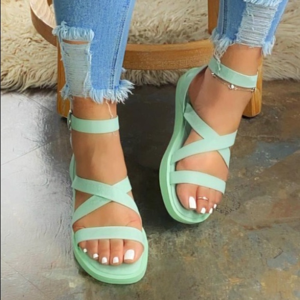 Sage Green/ Pistachio Strappy Sandals